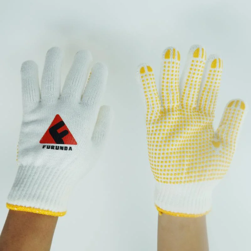 Cheap Knitted PVC DOT White Cotton Gloves PVC Dotted Safety Work Gloves