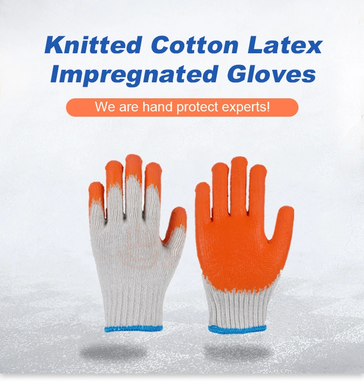 10 Gauge Wholesale Cheap Orange Latex Coated Guantes Knitted Cotton Hand Safety Working Gloves