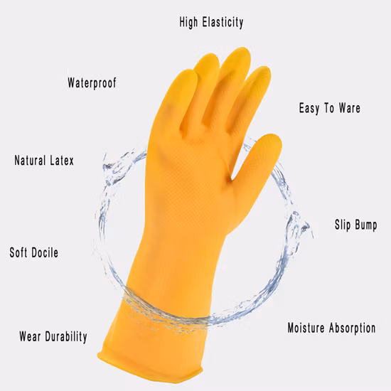 Guanti in lattice di gomma riutilizzabili per piatti da cucina riutilizzabili antiscivolo da donna personalizzati Luvas Guantes CE 2121 per la pulizia della casa, il giardinaggio, i lavori di utilità